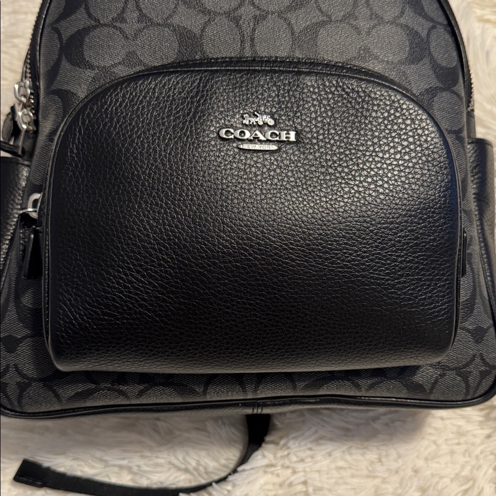 Coach Charcoal and Black Patterned Court Backpack In Signature Canvas - Picture 6 of 16